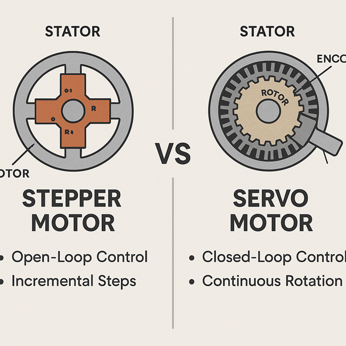 Stepper Motor vs Servo Motor internal structure comparison